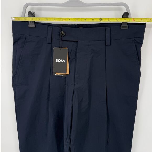 NWT Hugo Boss Men's Dark Blue Penn Pleat High Rise Trouser Dress Pants Size 34R - Picture 7 of 9